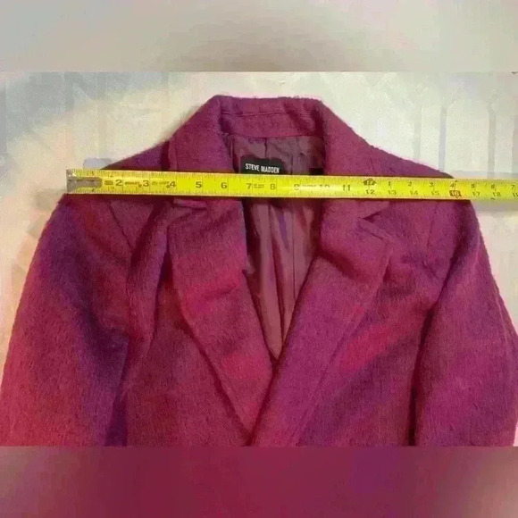 Steve Madden size small cranberry colored wool blend trench coat - Picture 6 of 10